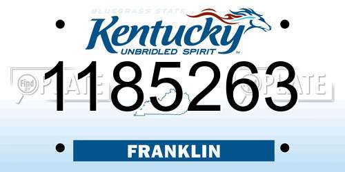 1185263 Kentucky License Plate