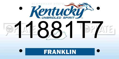 11881T7 Kentucky License Plate