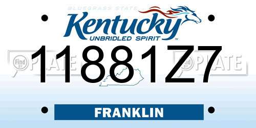11881Z7 Kentucky License Plate
