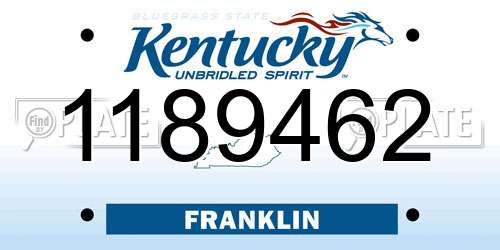 1189462 Kentucky License Plate
