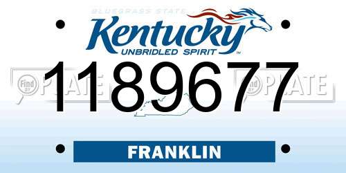 1189677 Kentucky License Plate