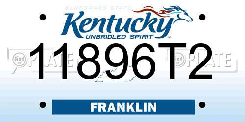 11896T2 Kentucky License Plate