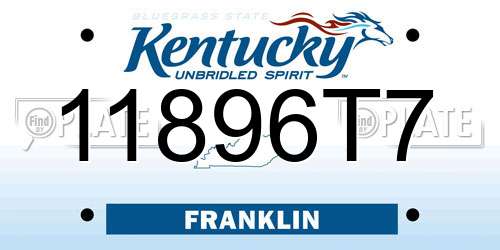11896T7 Kentucky License Plate