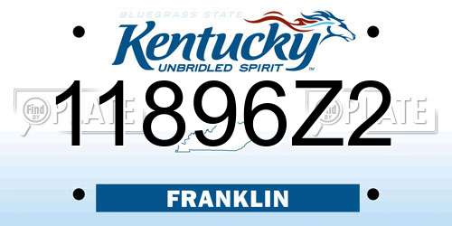 11896Z2 Kentucky License Plate