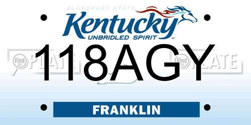118AGY Kentucky License Plate