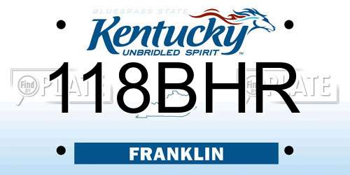 118BHR Kentucky License Plate