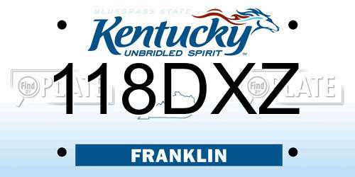 118DXZ Kentucky License Plate