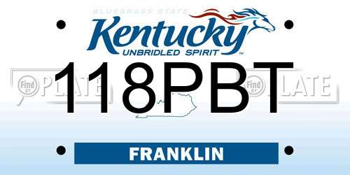 118PBT Kentucky License Plate