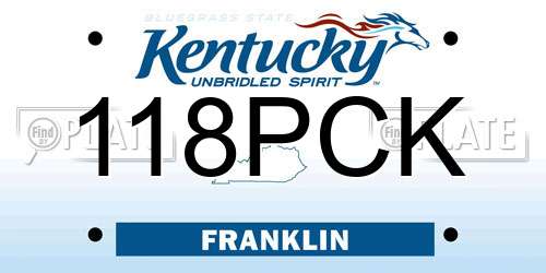118PCK Kentucky License Plate