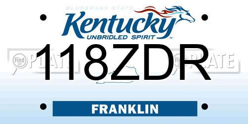 118ZDR Kentucky License Plate