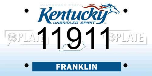 11911 Kentucky License Plate