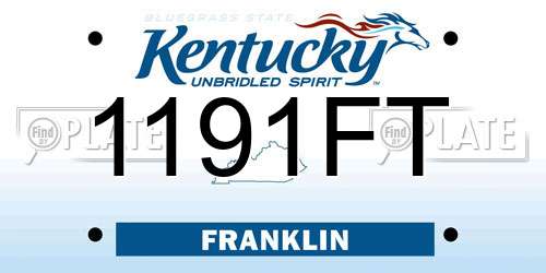 1191FT Kentucky License Plate