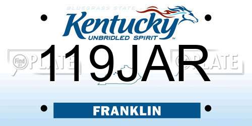 119JAR Kentucky License Plate