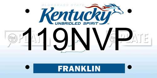 119NVP Kentucky License Plate