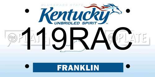 119RAC Kentucky License Plate