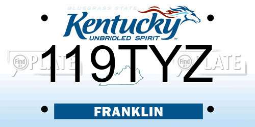 119TYZ Kentucky License Plate