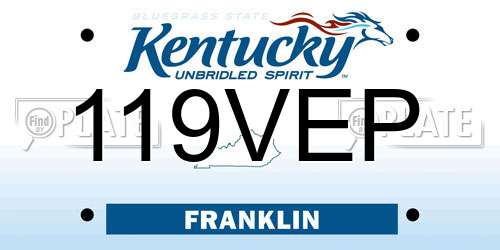 119VEP Kentucky License Plate