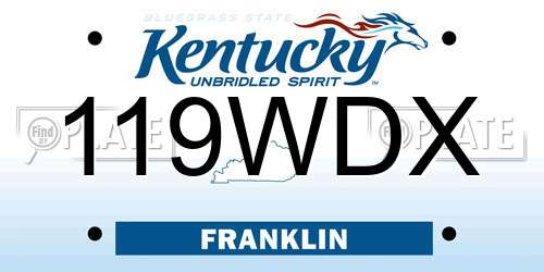 119WDX Kentucky License Plate
