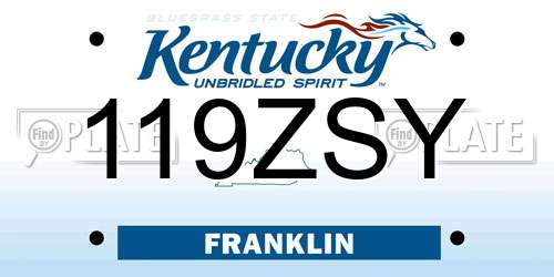 119ZSY Kentucky License Plate