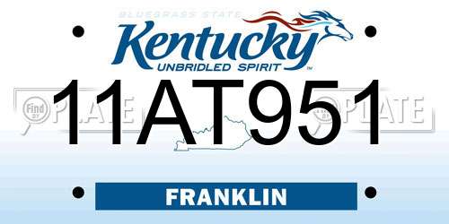 11AT951 Kentucky License Plate