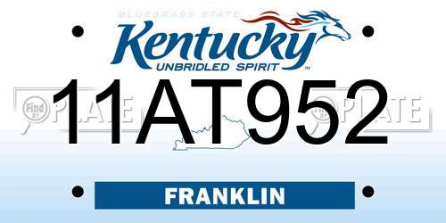 11AT952 Kentucky License Plate