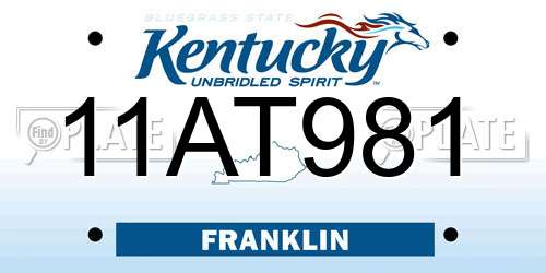 11AT981 Kentucky License Plate