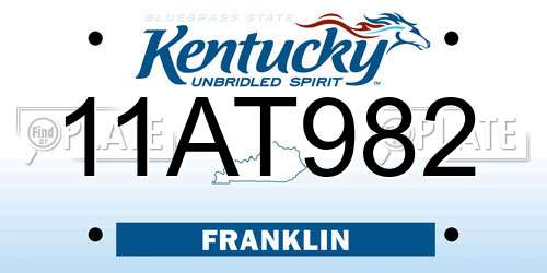 11AT982 Kentucky License Plate