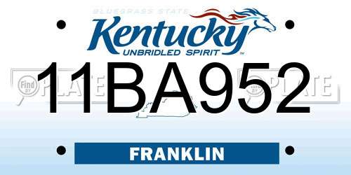 11BA952 Kentucky License Plate