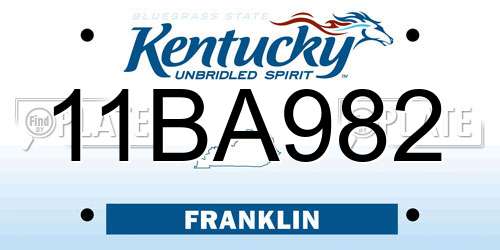 11BA982 Kentucky License Plate