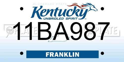 11BA987 Kentucky License Plate