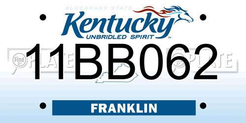 11BB062 Kentucky License Plate