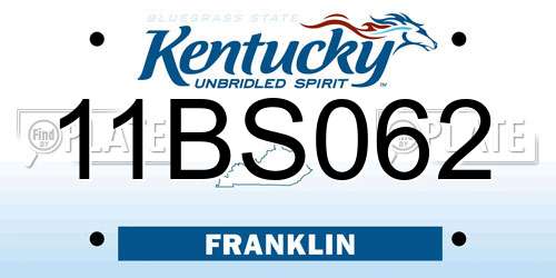 11BS062 Kentucky License Plate