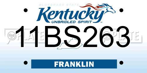11BS263 Kentucky License Plate