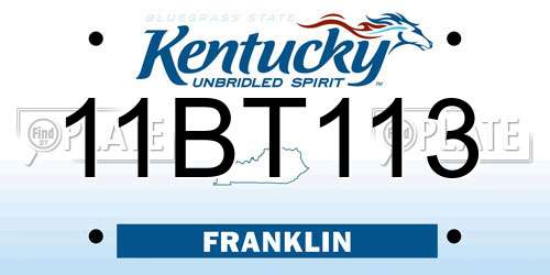 11BT113 Kentucky License Plate
