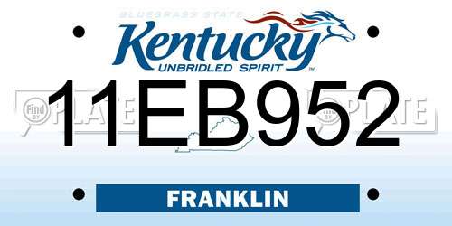 11EB952 Kentucky License Plate