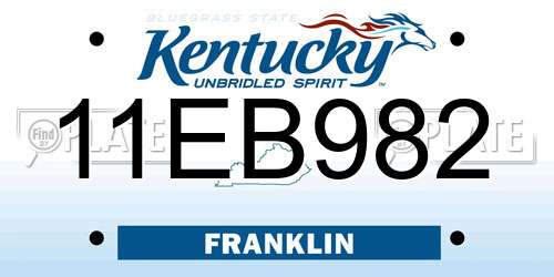 11EB982 Kentucky License Plate