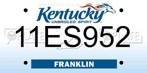 11ES952 Kentucky License Plate