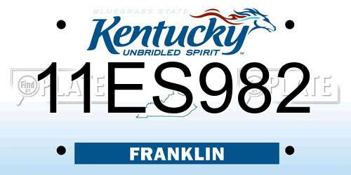 11ES982 Kentucky License Plate