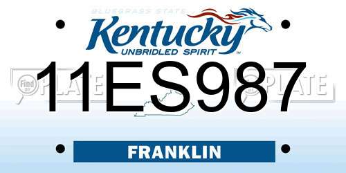 11ES987 Kentucky License Plate