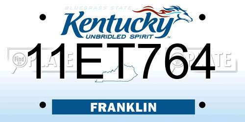 11ET764 Kentucky License Plate