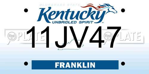 11JV47 Kentucky License Plate
