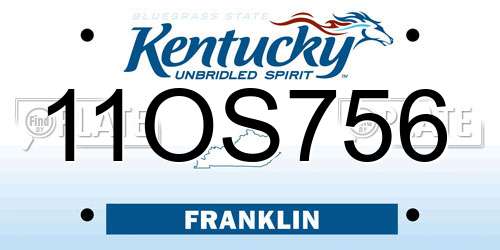 11OS756 Kentucky License Plate