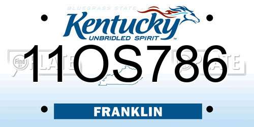 11OS786 Kentucky License Plate
