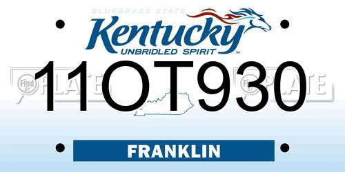 11OT930 Kentucky License Plate