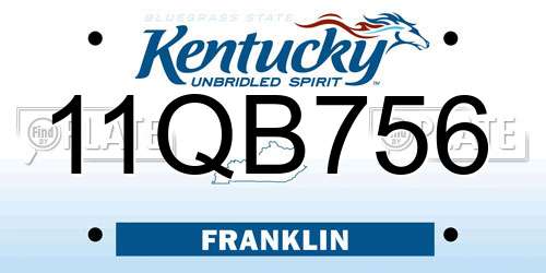 11QB756 Kentucky License Plate