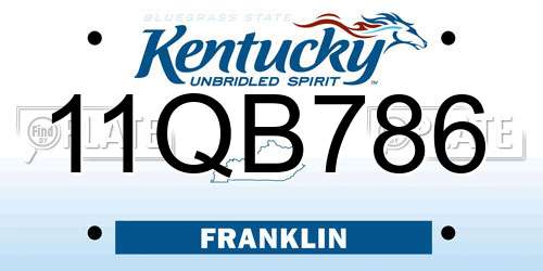 11QB786 Kentucky License Plate