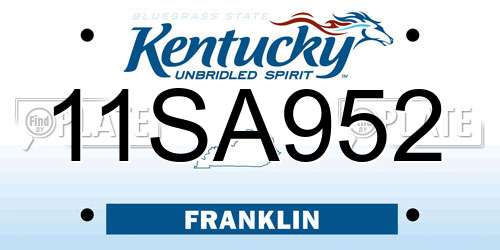 11SA952 Kentucky License Plate
