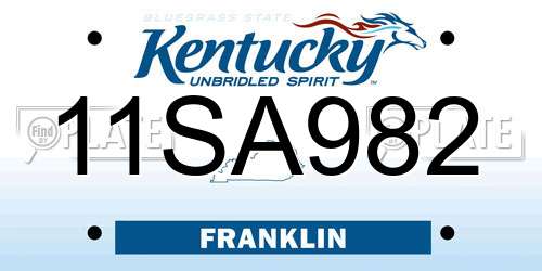 11SA982 Kentucky License Plate