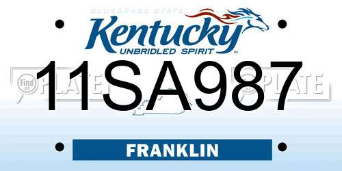 11SA987 Kentucky License Plate