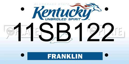 11SB122 Kentucky License Plate